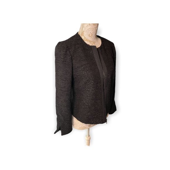 Gap women’s sparkle zip front jacket in black size small. - Picture 2 of 9